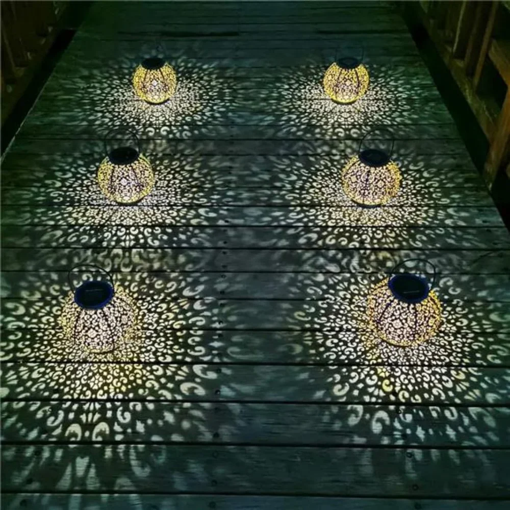 Solar Large Lantern Hanging Lights Metal Garden, Waterproof (1 Pack, Teal Blue)